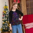 thumbnail image 6 of YUNAFFT Girls Christmas Print Casual 3/4 Sleeve Round-Neck Blouses & Shirts Cotton-Like Comfort Fit Elastic 4-14Y, 6 of 7
