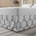 thumbnail image 1 of Dahlia Bed Skirt, Soft Toned Bloom Petals Motifs Floral Stems Essence Retro Flourish Design, Elastic Bedskirt Dust Ruffle Wrap Around for Bedding Decor, 4 Sizes, Pale Grey and White, by Ambesonne, 1 of 2
