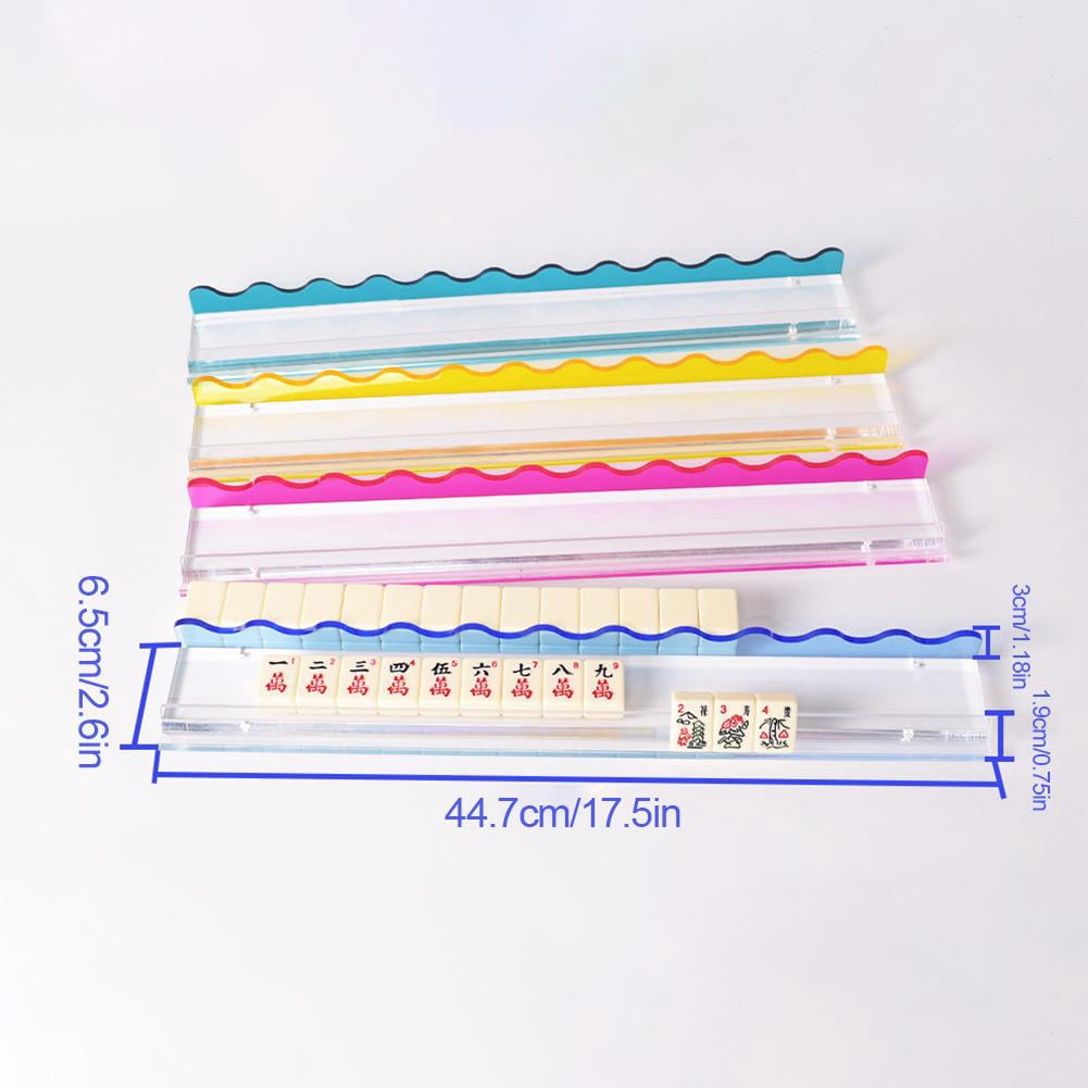 SharkTRUE Colorful Clear Acrylic Mahjong Racks, Mahjong Racks with Pushers, and Lightweight, Wavy Design, for Placing MahjongTiles, Chips, Push Tiles, Home, Party, Club Use