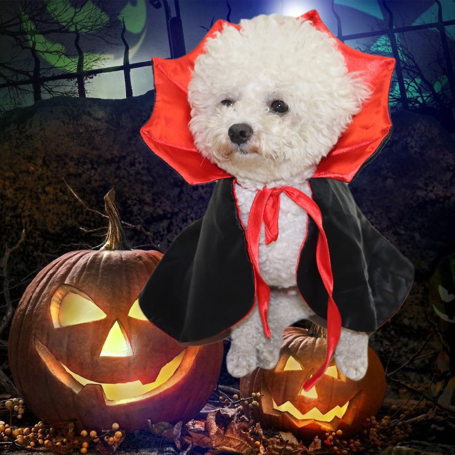 Pet Halloween Vampire Costume Cloak, Soft Breathable Satin Pet Outfit with Adjustable Neck Strap, Cute Cosplay Clothes for Small Medium Dogs Cats Party Photo Props