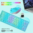 thumbnail image 4 of ZIYOULANG T61 Wireless Gaming Keyboard and Mouse Combo with Ergonomic 61 Key Rainbow LED Backlit Anti-ghosting Mechanical Feel Rechargeable 4000mAh Battery Mouse Pad for PC MAC PS4 PS5 Xbox-Blue, 4 of 7