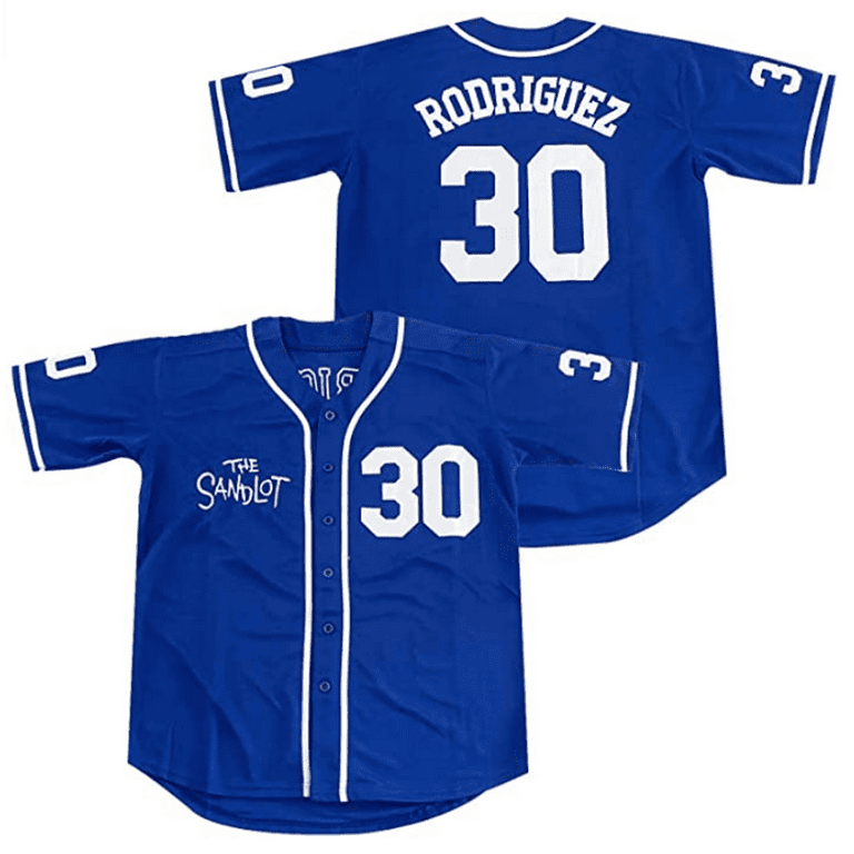 Your Team Youth Movie Baseball Jersey The Sandlot #30 Rodriguez Stitched Blue Shirt M, Kids Unisex, Size: Medium