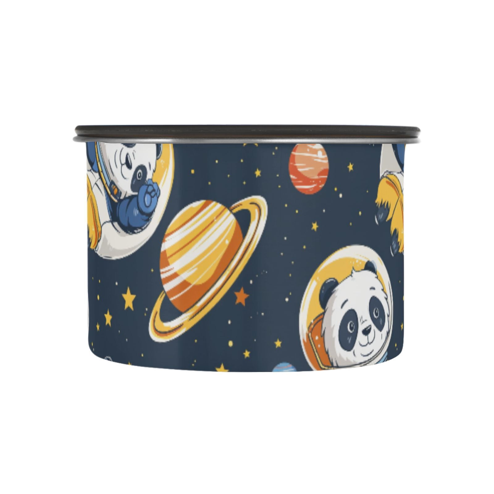 Astronaut Panda Planet Stars Airtight Coffee Bean Canister 30oz Food Storage Containers with Lids For Gournd, Tea, Sugar, Flour, Rice, Cereal, Candy Cookie Jar