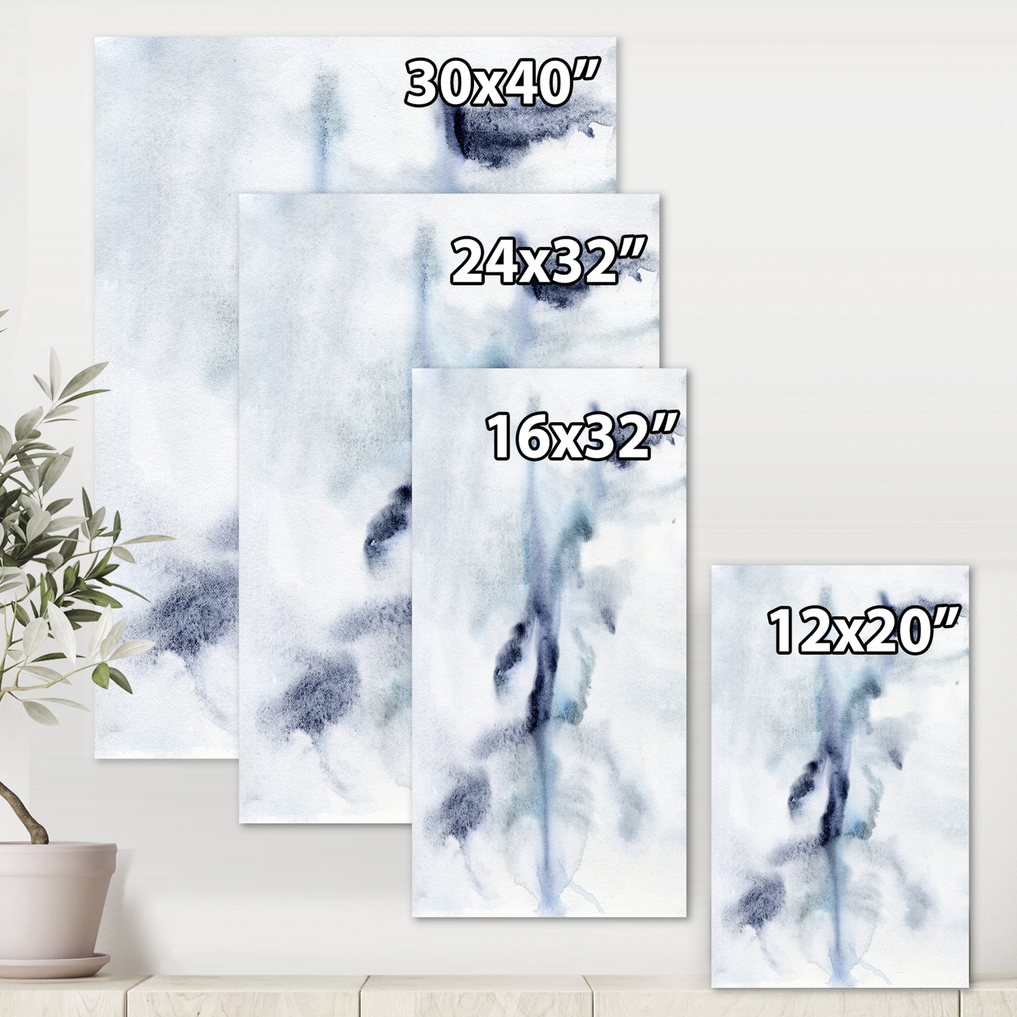 Designart ' Abstract Of Clouds Dark Blue Colored IV ' Modern Canvas Wall Art Print