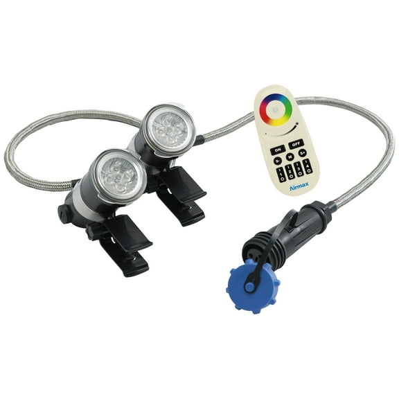 Airmax Color-Changing RGBW 2 LED Light Sets for EcoSeries & PondSeries Fountains w/PolyFlex Cord Protection, 300' Cord