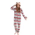 thumbnail image 4 of Nvse|Christmas Print Family Matching Hooded Long Sleeved Zippered Jumpsuit Set Unisex Onesie Novelty Printed One-piece Pajamas Women Men Hooded Jumpsuits Adult Nightwear Romper Holiday Pjs-red&green, 4 of 4
