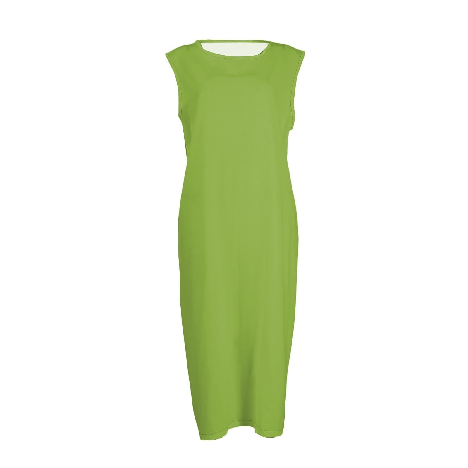 YANGXINX Womens Summer Dresses 2026 Linen Solid Color Sleeveless Round Neck Casual Shirts Dress with Pockets Comfortable Flowy Tunic Clothes