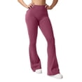 thumbnail image 4 of Flare Leggings for Women Butt Lift Yoga Pants with Pockets Gym Scrunch Workout Deep Red S, 4 of 4