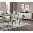 thumbnail image 6 of Classic Rustic Weathered White 7pc Dining Set Dining Table 6x Side Chairs Solidwood Two Tone Fabric Cushion, 6 of 8