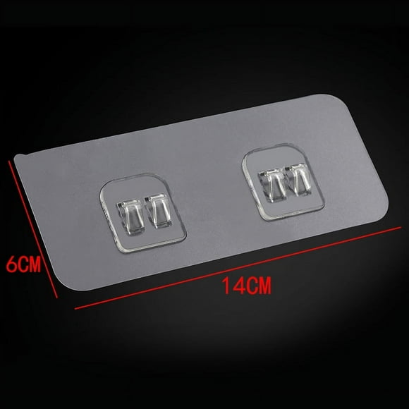 Nvzi Gancho sin costuras de 20 piezas, sin perforaciones, adhesivo fuerte, transparente para colgar en la pared, gancho impermeable transparente, gancho adhesivo (gancho doble)