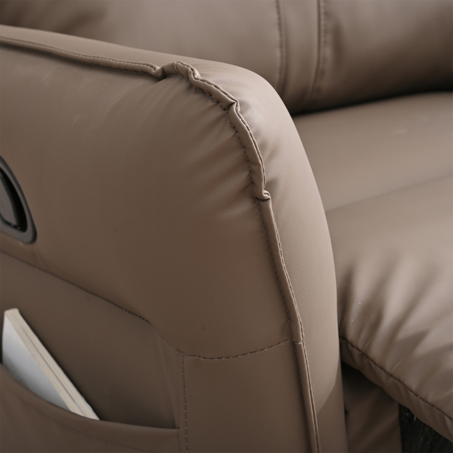 PU Rocking Recliner Chair,360° Swivel Nursery Rocking Chair,Glider Chair,Modern Small Rocking Swivel Recliner Chair for Bedroom,Living Room Chair Home Theater Seating,Side Pocket(Brown+360° Swivel)