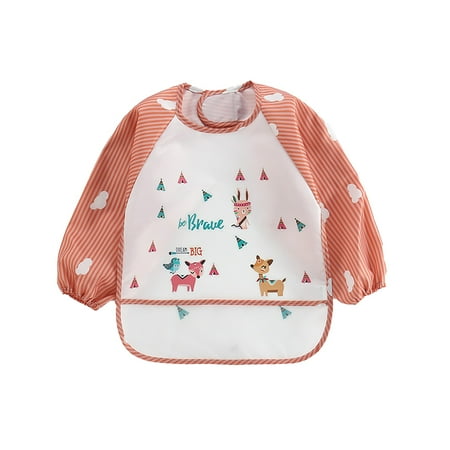 

Licupiee Baby Lovely Overalls Durable Waterproof Full Crew Neck Pattern Printed Bib
