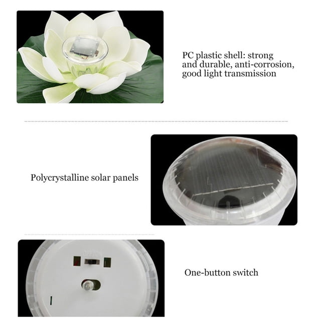Waterproof Solar Power Flower Floating Lamp For Garden Pool Pond