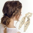 thumbnail image 3 of Unique Bargains 1 Pc Elegant Double-layer ribbon pearl Scrunchies Hair Elastic Band white, 3 of 5
