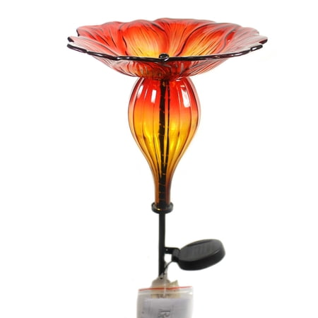 Home Garden Solar Light Bird Feeder Stake Glass Led String