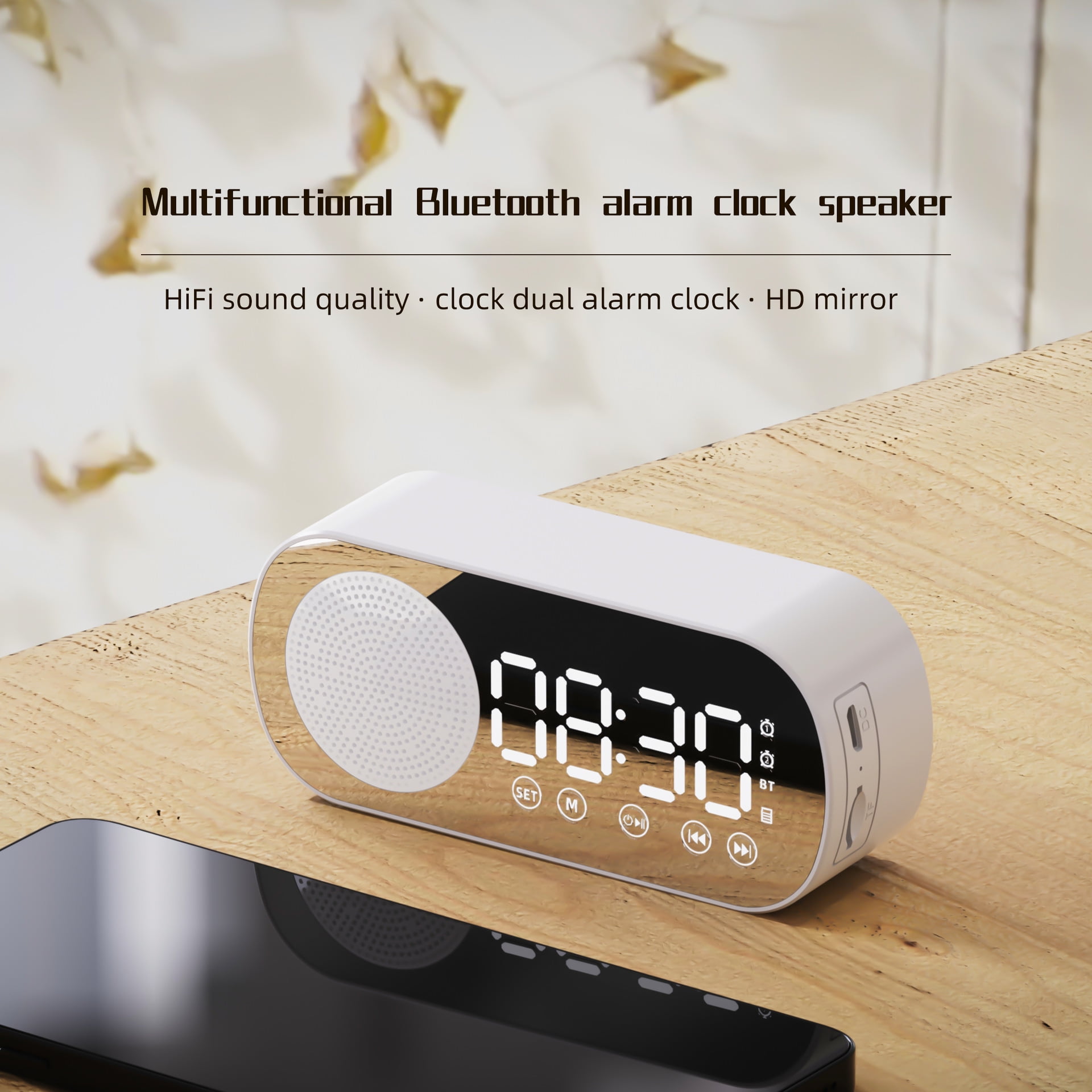 GAITON Alarm Small Clock Radio with Bluetooth Speaker for Bedroom