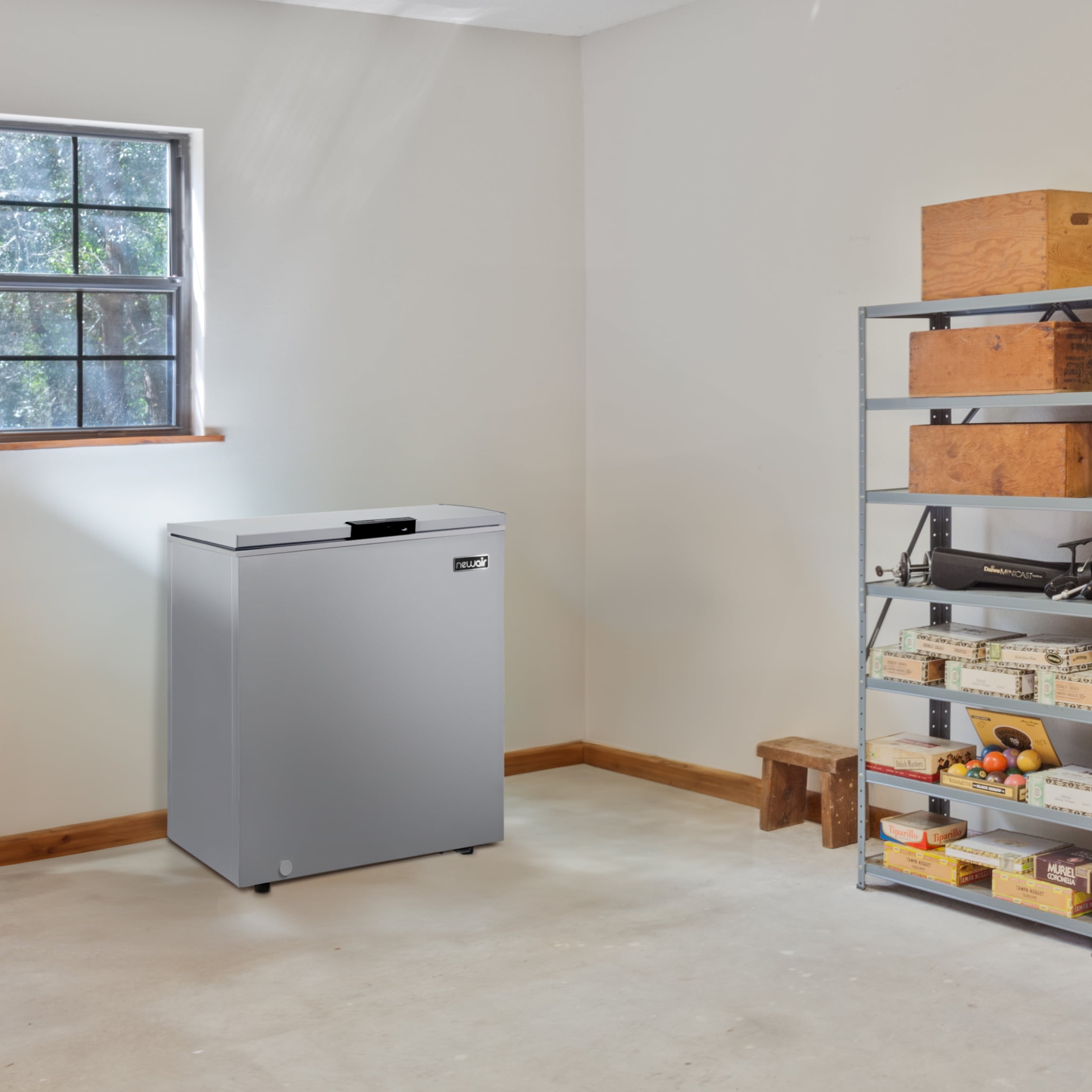 Newair 5 Cu. Ft. Mini Deep Chest Freezer and Refrigerator in Cool Gray with Digital Temperature Control, Fast Freeze Mode, Stay-Open Lid, Removeable Storage Basket, Self-Diagnostic Program