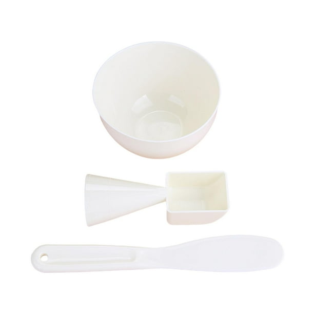 Juego de 3 tazones reutilizables para mezclar con kit de herramientas de medición para maquillaje facial. blanco