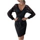 thumbnail image 1 of Vestidos de cuello en V de manga larga con costura de encaje de horquilla dividida de color sólido sexy para mujer Pompotops  hdfakjf1888, 1 of 9