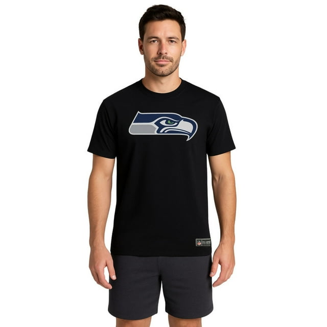 NFL Playera Aficionado Básica Seattle Seahawks Negro para Hombre, Talla Extra Grande