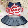 thumbnail image 3 of Pet Dog Denim Dog Dress Striped Dog Bib Winter Autumn Cowboy Clothes, 3 of 8