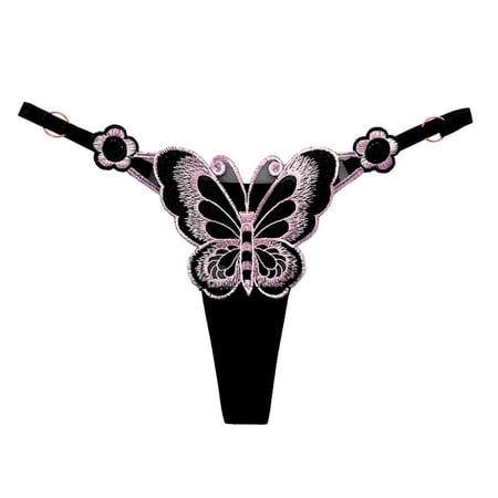 

Lovskoo Lace Underwear Sexy Breathable Panties Women Butterfly Underwear Lingerie Thongs Panties Ladies Hollow Out Underwear Black