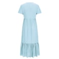thumbnail image 5 of safuny Women's Dress Short Sleeve Plus Size Dressy Loose Party Daily Swing Long Dress Comfy Casual Square Neck Color Block For Mujer Elegante Blue XXL, 5 of 6