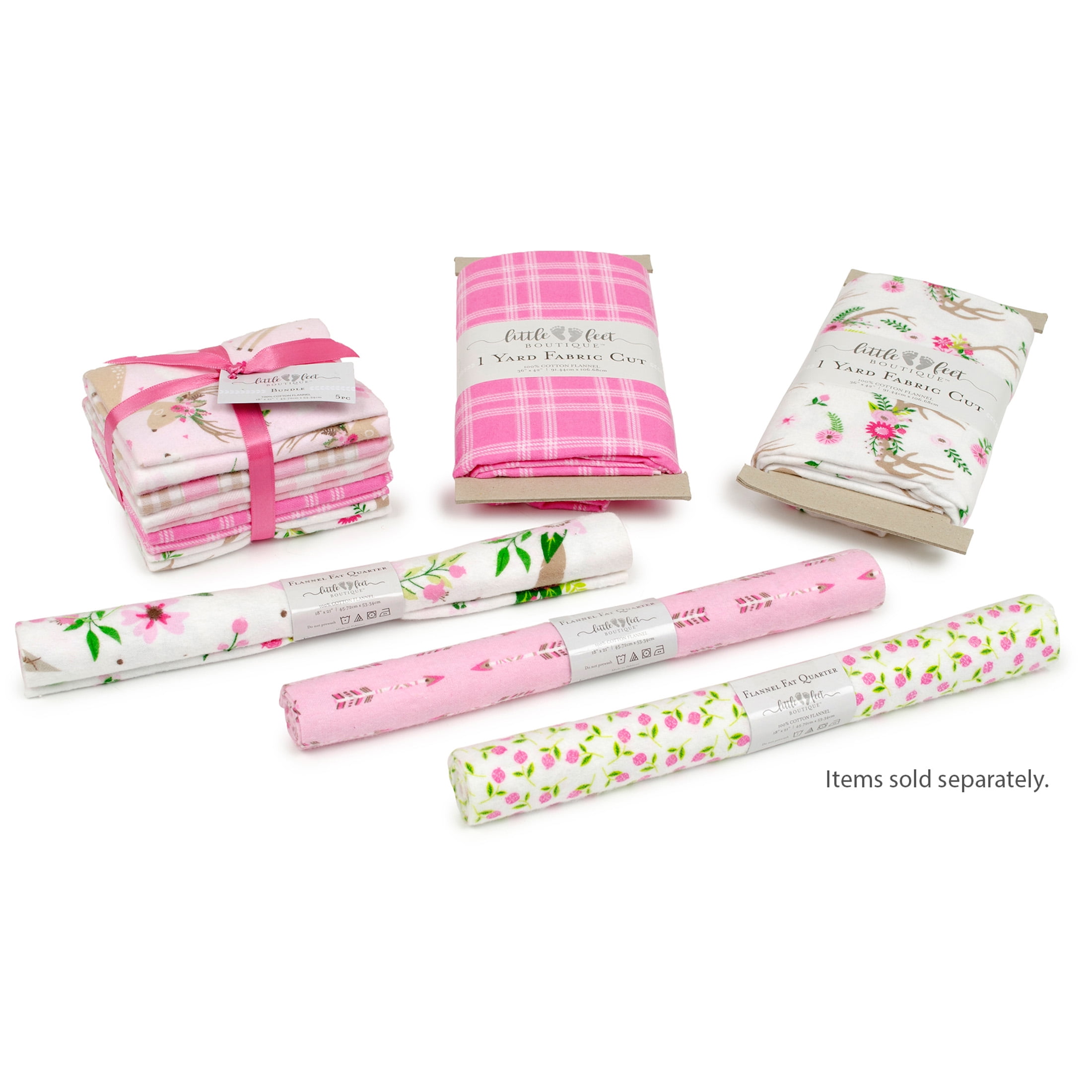 Little Feet Boutique 36"X42" Cotton Flannel Floral Antler Precut Sewing & Craft Fabric, White 1 Piece