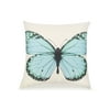 Pal Fabric Blended Linen Flower Square 18x18 Blue Butterfly Pillow Cover