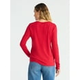 thumbnail image 3 of Time and Tru Women's Cotton Crewneck Tee with Long Sleeves, Sizes XS-XXXL, 3 of 5