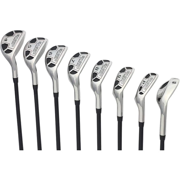 Powerball Men’s Golf EX-550 Hybrid Iron Set, which includes: #4, 5, 6, 7, 8, 9, PW  SW Regular Flex Graphite Right Handed New Rescue Utility Clubs