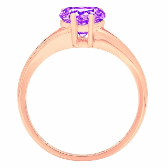 1 ct Heart Cut Natural Amethyst Solitaire Engagement Ring for Women in 18K Rose Gold