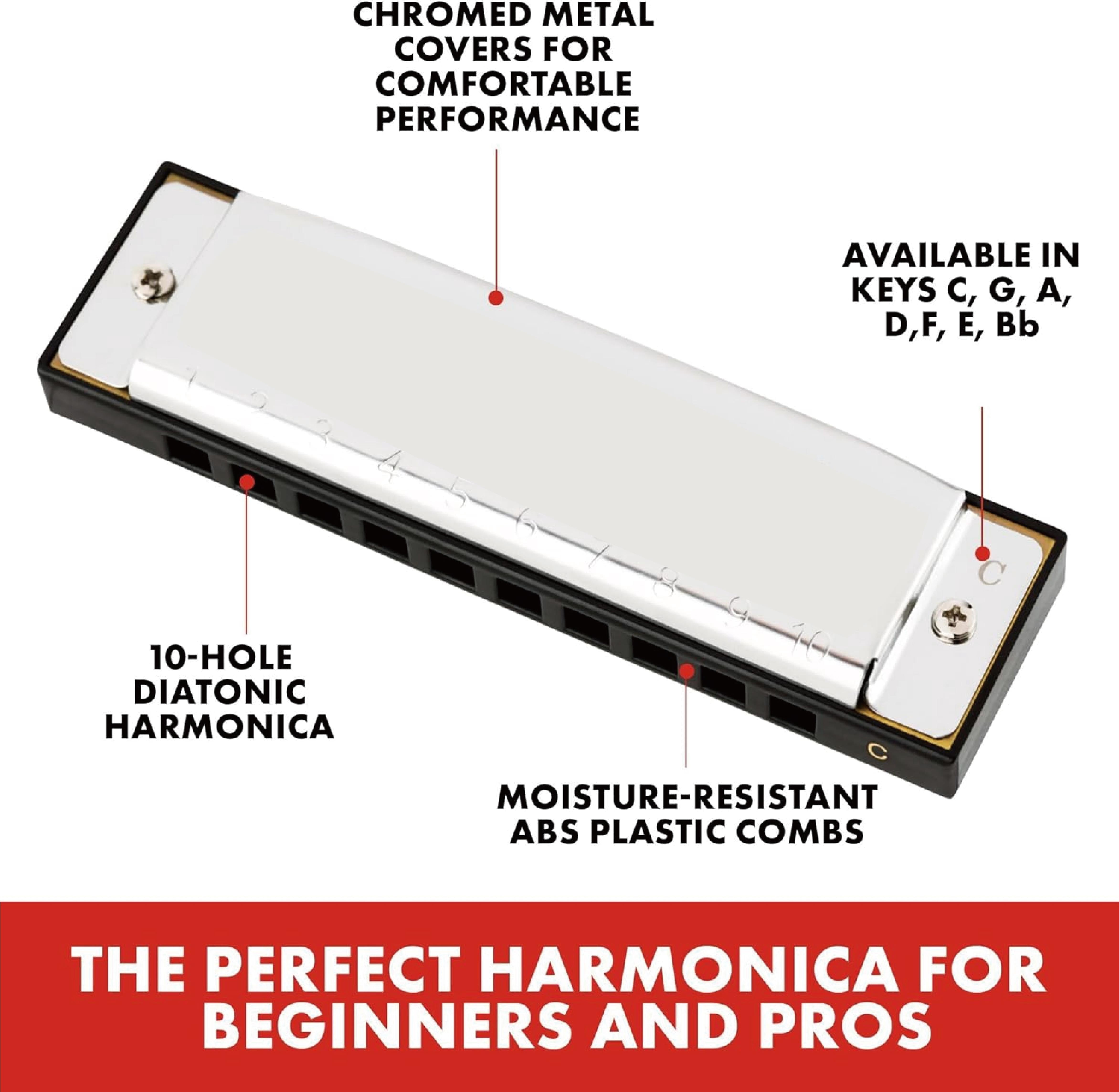 LIKEMIAO Harmonicas,Harmonica Mouth Organ Harp 10 Hole E Flat, Diatonic Harmonica for Beginner, Professional Player, Adult, Friends