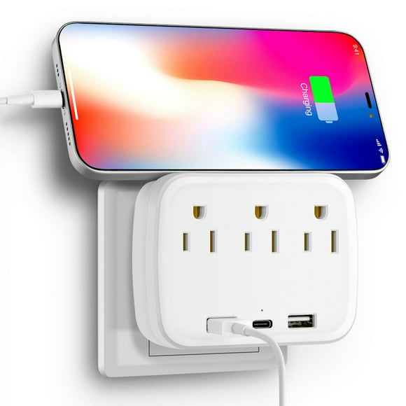 multicontacto brandtrendy 3 tomas ac y 1 puerto usb tipo c