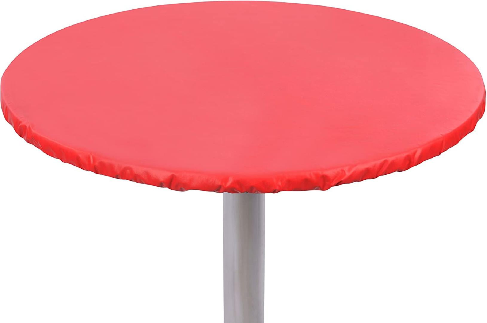 Heavy Duty Vinyl Round Fitted Tablecloth (Table Cover) with Flannel