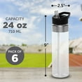 thumbnail image 5 of Plastic Water Bottle 24 oz with Inside Straw - BPA Free, Screw-On Cap, Flip Top Nozzle Mechanism - Slim Translucent Body - Eastman Tritan Copolyester - Clear - 10 Pack, 5 of 5
