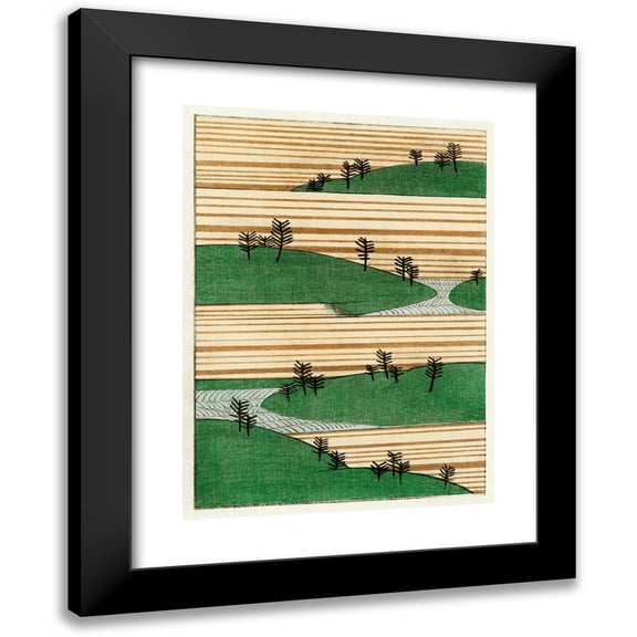 Watanabe Seitei 11x14 Black Modern Framed Museum Art Print Titled - Landscape Illustration