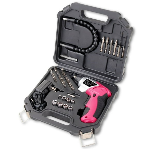 Apollo Tools 3.6 Volt Lithium-Ion Rechargeable Screwdriver with 45 Piece Accessory Set - Pink DT4944P