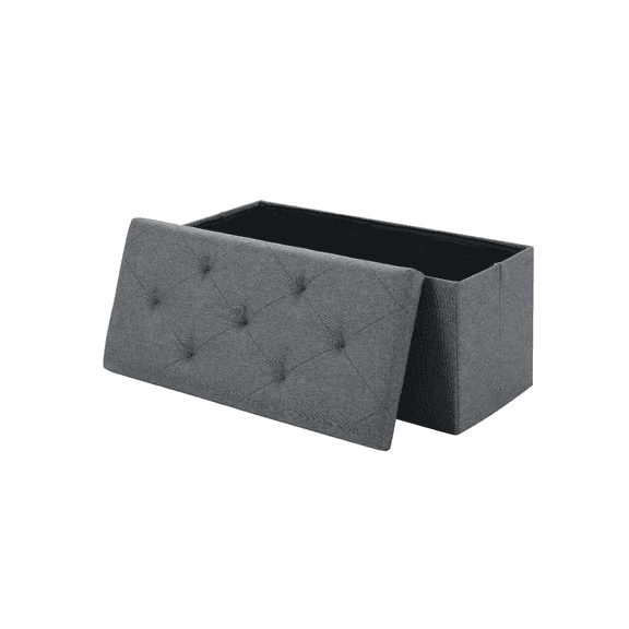 Gray 35 Inches Folding Storage Ottoman Bench, Foot Rest Stool, End of Bed Bench & Storage Chest for Living Room, Bedroom, Entryway