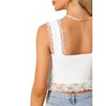 thumbnail image 3 of INSPIRE CHIC Tie Front Sleeveless Shrug Top for Women's V Neck Lace Trim Cami Crop Tops XS White, 3 of 6