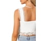 thumbnail image 3 of INSPIRAR CHIC Top sin mangas con lazo delantero para mujeres, blusa de tirantes con encaje en V, crop top XS blanco, 3 of 6