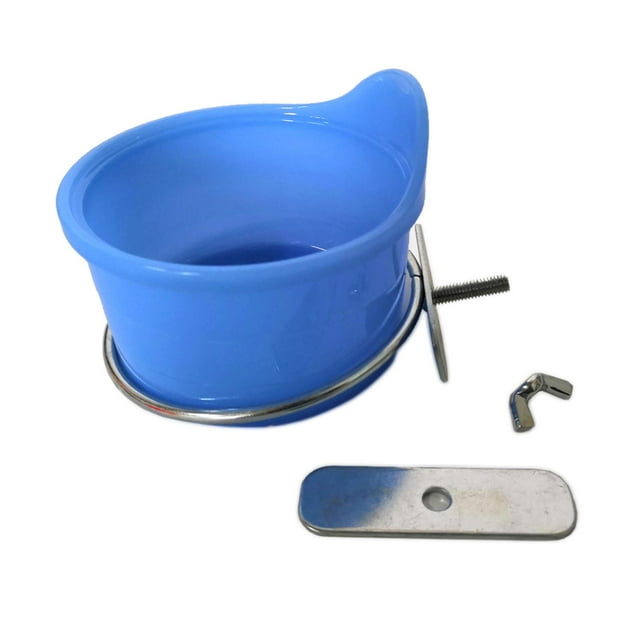 Tazón de alimentación para pájaros, tazones de jaula de agua para alimentos con soporte de acero inoxidable, tazas de alimentación de loros portátiles Azul Sunnimix Comedero para pájaros