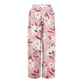 thumbnail image 5 of Mlqidk Palazzo Pants for Women Lounge Plus Size High Waist Pant Elastic Drawstring Wide-Leg Capris Pants Summer Bohemian Floral Print Trouser with Pockets Pink 2XL, 5 of 5