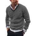 thumbnail image 3 of Suéter de cuello en V europeo y americano, suéter de punto de manga larga ajustado a la moda para hombre, suéter de otoño e invierno, 3 of 6