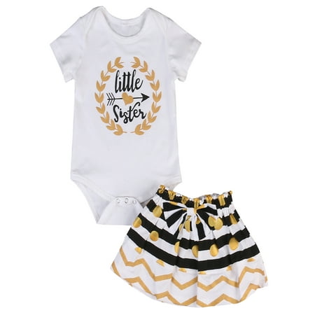 

Infant Baby Girl Little Big Sister Matching Clothes Romper T-shirt Dress Outfits