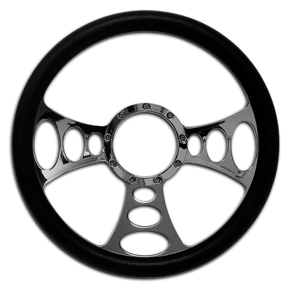 14" Chrome Billet Aluminum Steering Wheel With Half Wrap 9 Hole 3 Spoke Fits GM