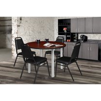Regency Kee 36 in Round Breakroom Table- Cherry Top, Chrome Legs, 4 Restaurant Stack Chairs