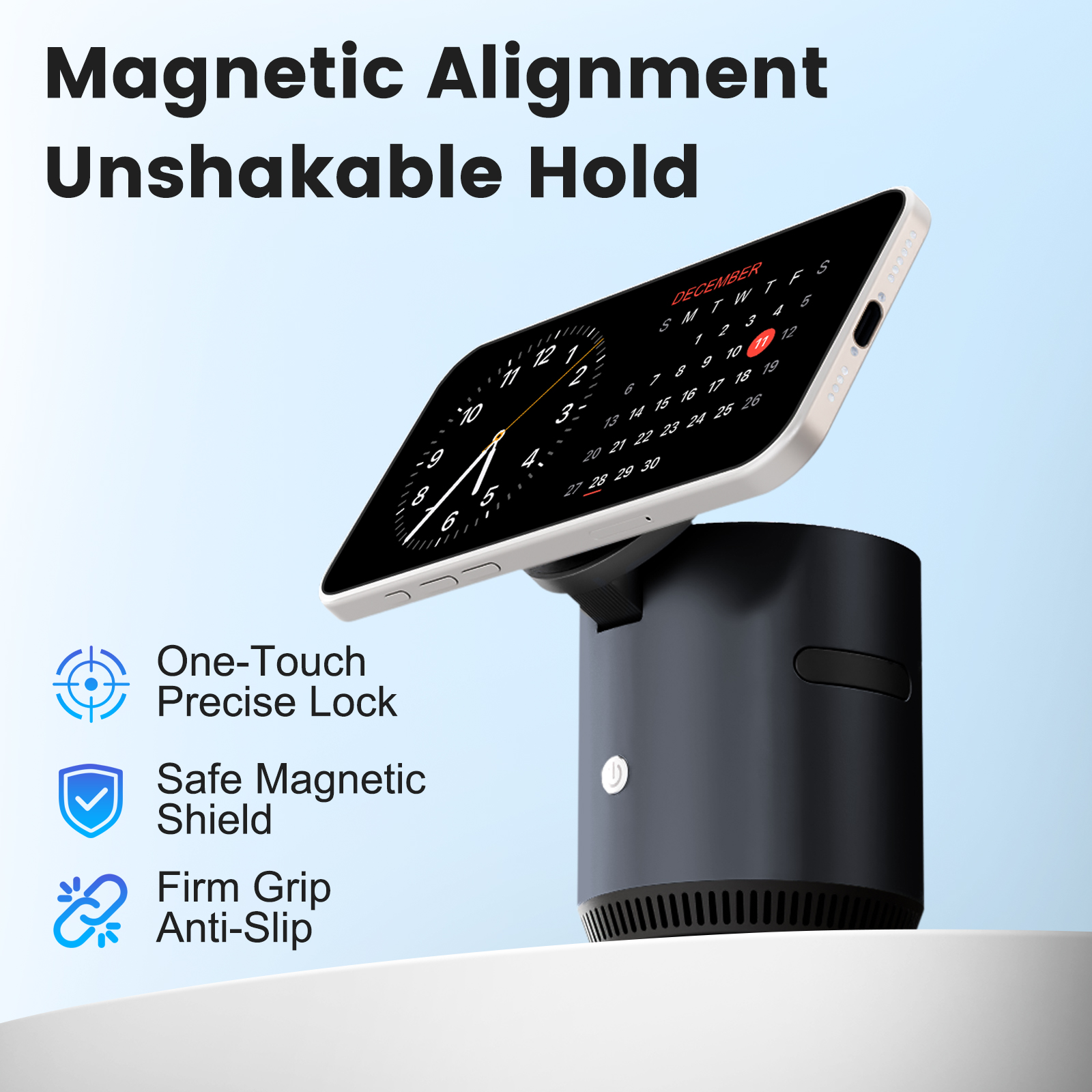 Wireless Charger for iPhone, Charging Station for iPhone 17 16 15 14 13 12, for AirPods 4 3 2, for iWatch Series, with Adjustable Night Light, Black