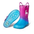 thumbnail image 5 of Kushyshoo Kids Blue Pink Unicorn Light up Rain Boots Size 1 Big Girls Shoes, 5 of 6