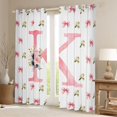 thumbnail image 2 of Homewish Girl Personalized Gifts Blackout Curtains Set of 2 (52x84 Each),Pink Latter K Window Curtains,Kawaii Bowtie Flower Curtains and Drapes For Kids Teens,Lightweight Room Decoration, 2 of 6